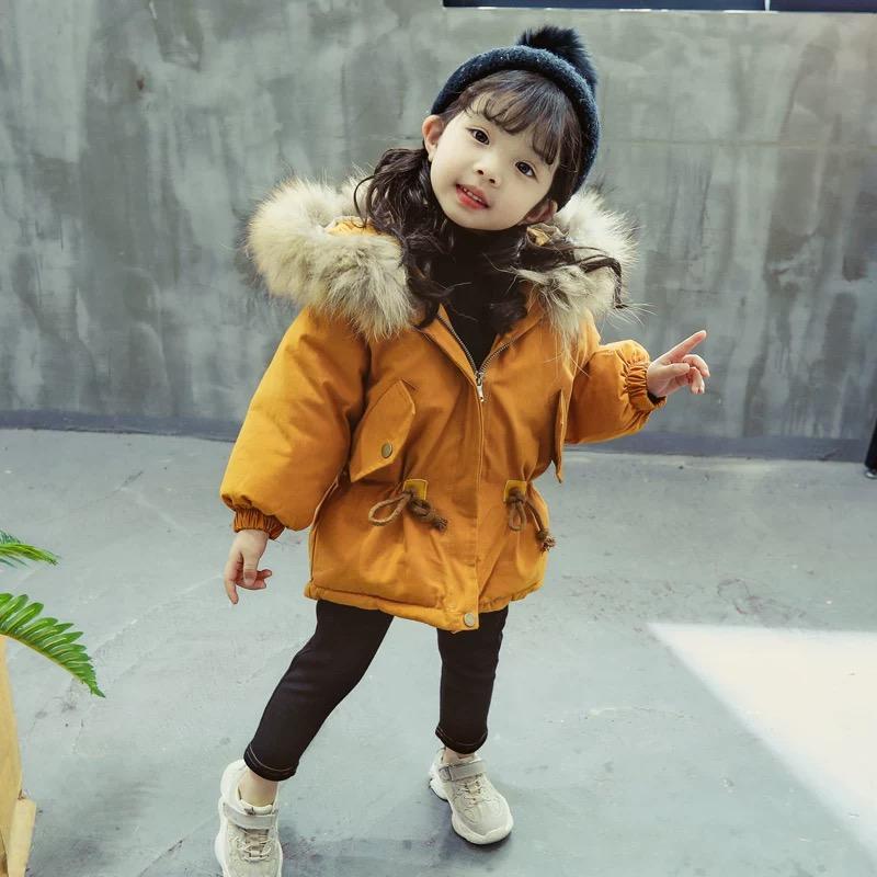 Cool Toddler Girls Faux Fur Trim Elastic Waist Parka Coat - dianjiang-