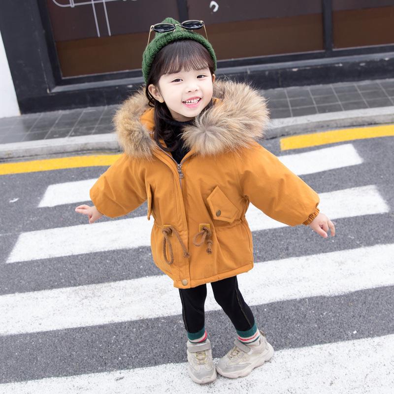 Cool Toddler Girls Faux Fur Trim Elastic Waist Parka Coat - dianjiang-