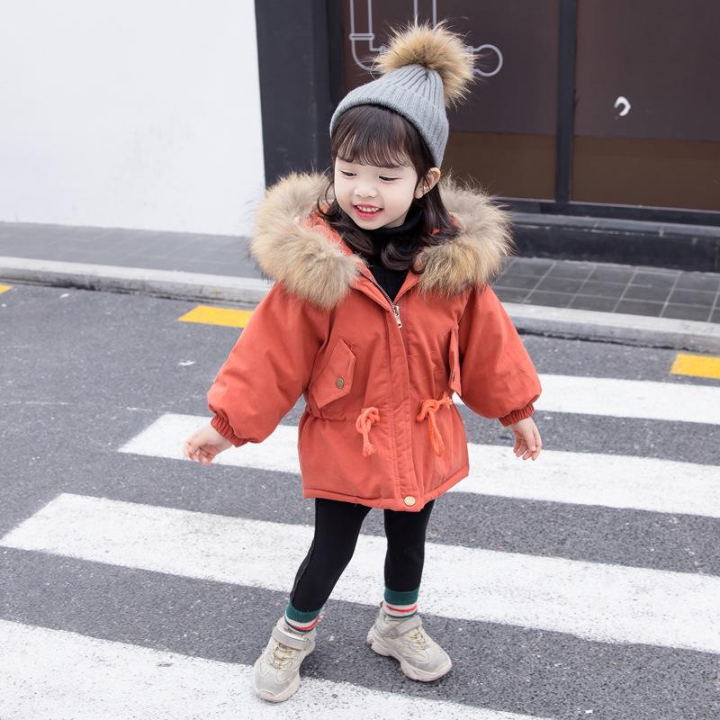 Cool Toddler Girls Faux Fur Trim Elastic Waist Parka Coat - dianjiang-