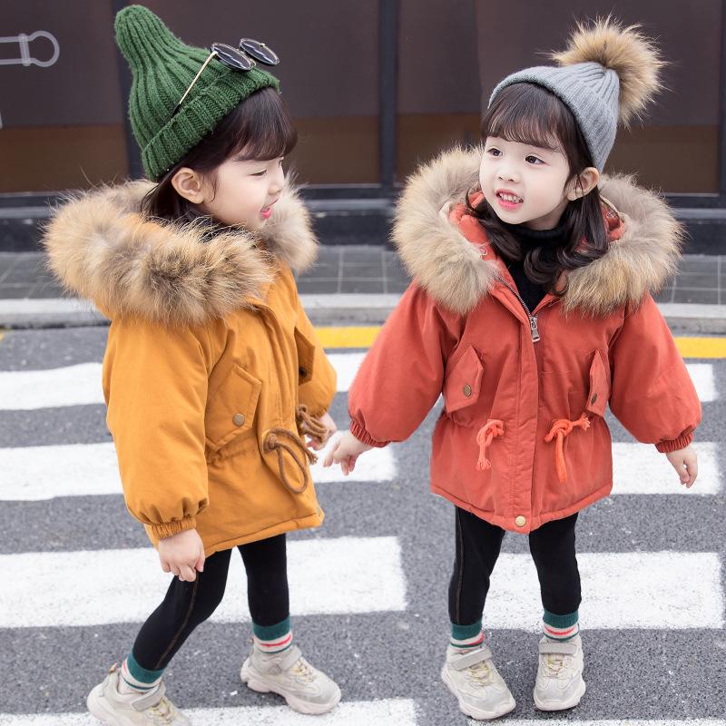 Cool Toddler Girls Faux Fur Trim Elastic Waist Parka Coat - dianjiang-