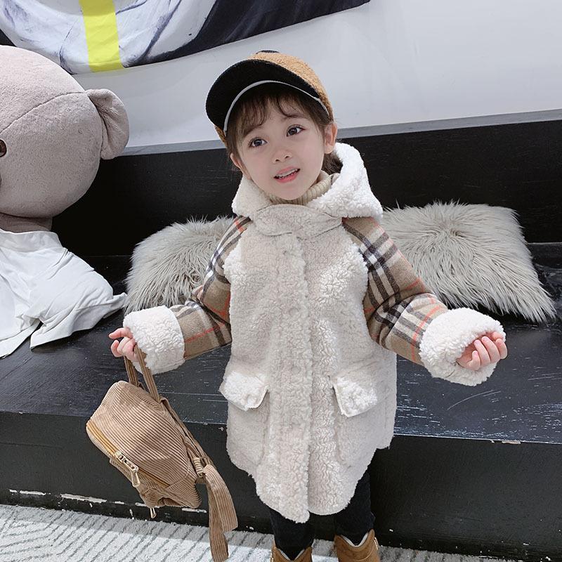 Trendy Little Girl Berber Fleece Checked Hooded Jacket - dianjiang-