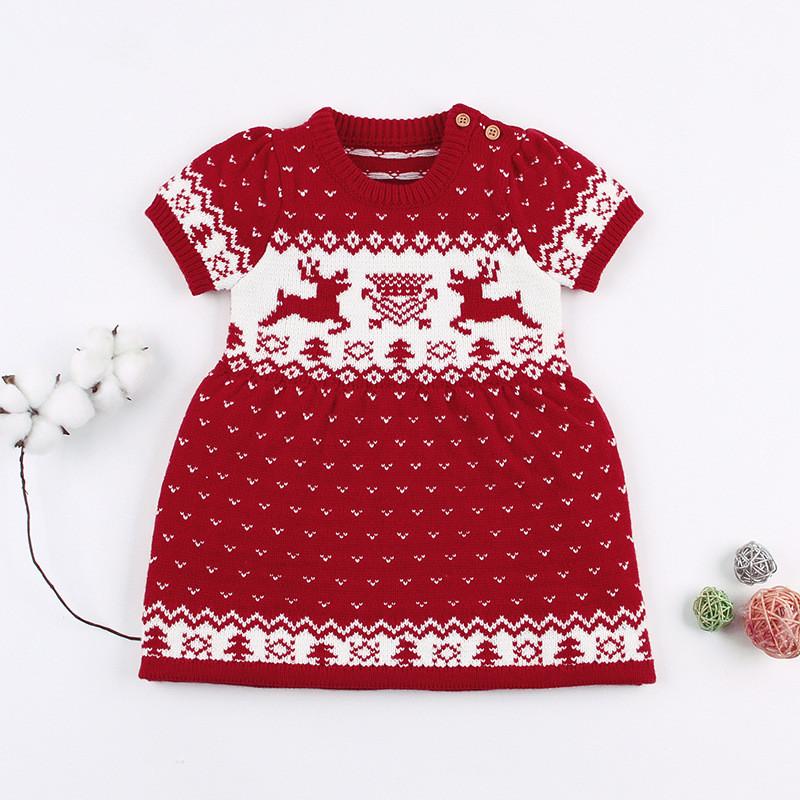 Baby Toddler Girl Christmas Reindeer Crochet Dress - dianjiang-