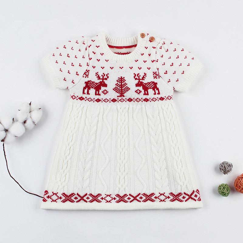 Christmas Tree Deer Crochet Knit Dress - dianjiang-