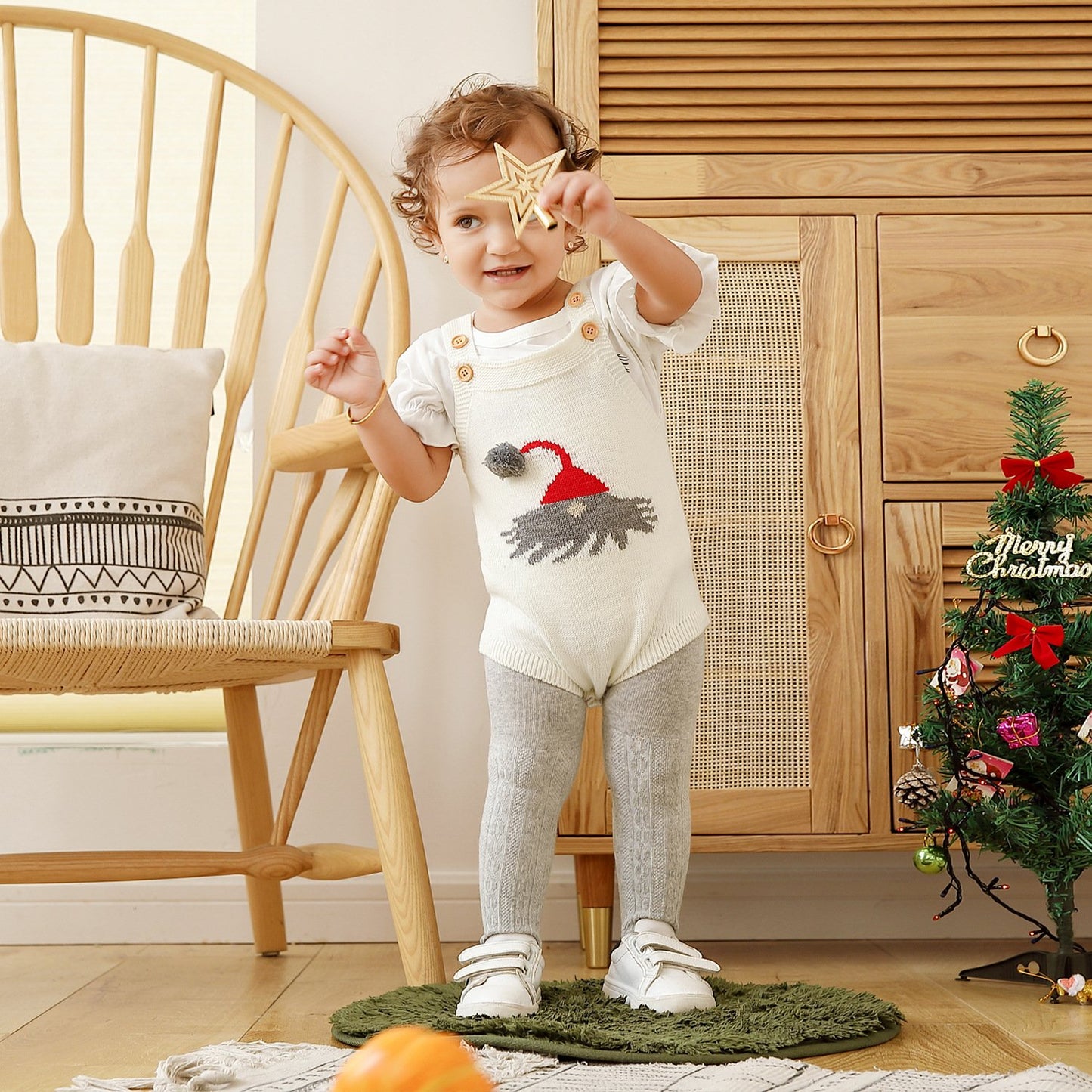 Christmas Crochet Suspender Baby Romper Kids Knitted Apparel - dianjiang-