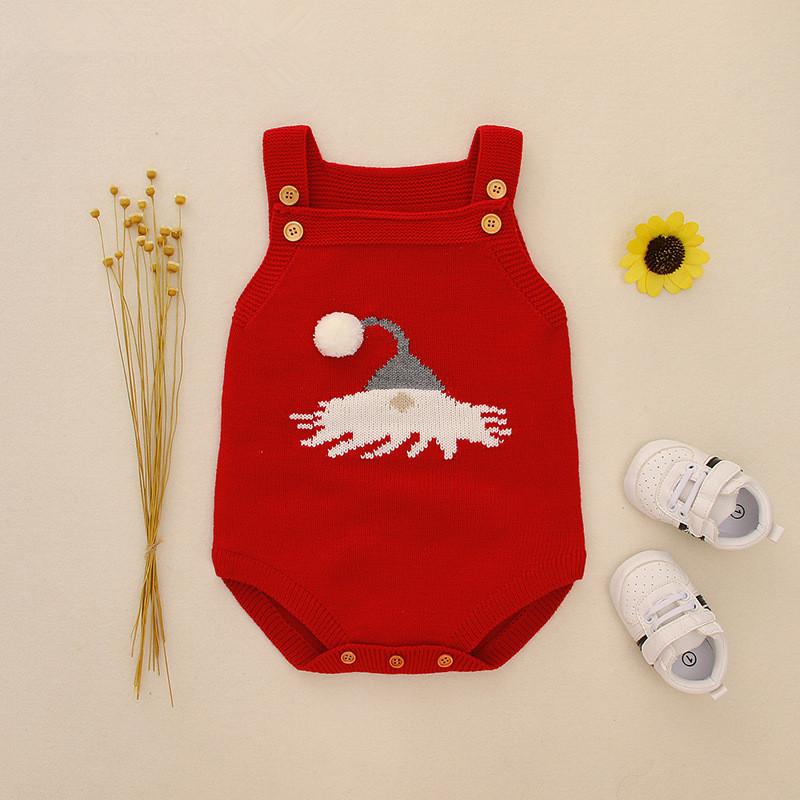 Christmas Crochet Suspender Baby Romper Kids Knitted Apparel - dianjiang-