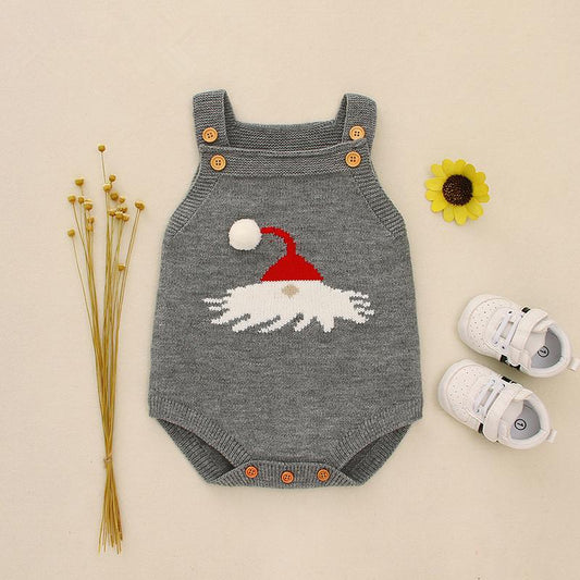 Christmas Crochet Suspender Baby Romper Kids Knitted Apparel - dianjiang-