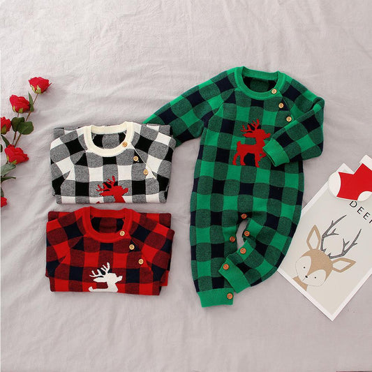 Adorable Baby Christmas Deer Crochet Jumpsuit - dianjiang-