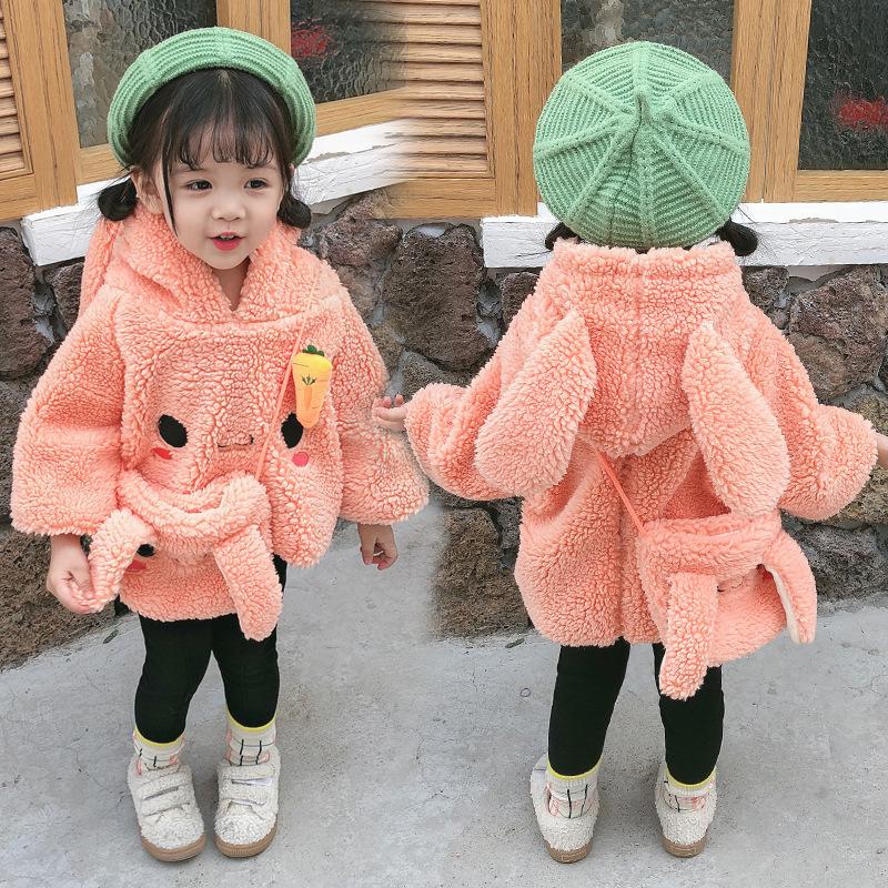 Winter 2-Piece Cute Bunny Style Fleeced Hoodies Matching Mini Bag - dianjiang-