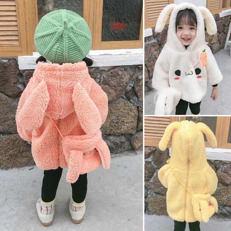 Winter 2-Piece Cute Bunny Style Fleeced Hoodies Matching Mini Bag - dianjiang-