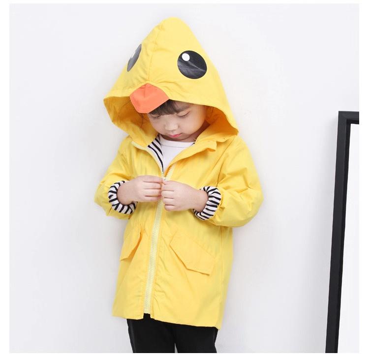 Fashion Duck Style Clothes Wind Rain Jacket Zip Light Hooded Coat For Baby Little Boys Girls Kids - dianjiang-