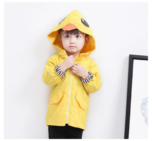 Fashion Duck Style Clothes Wind Rain Jacket Zip Light Hooded Coat For Baby Little Boys Girls Kids - dianjiang-