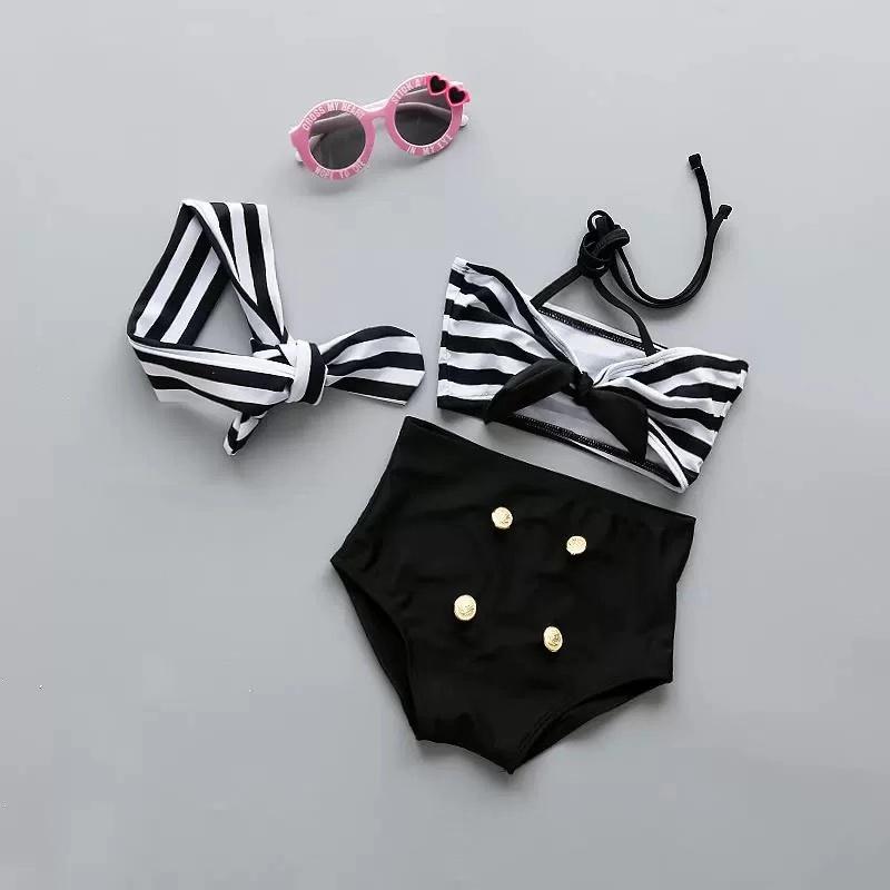 3-Piece Toddler Girls Swimwear Set Bikini + Swimming Trunks + Headband - dianjiang-