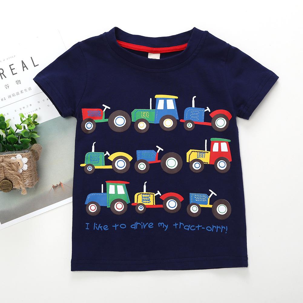 Cool Tractors T-shirt Print Cotton Tee Short-sleeved Top for Baby Toddler Boys - dianjiang-