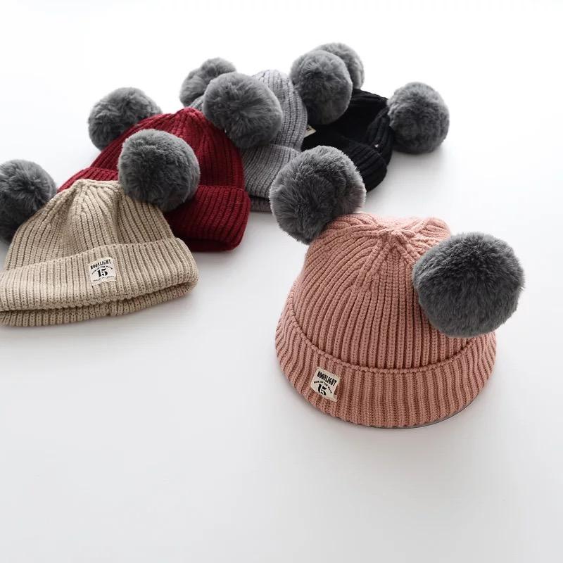 Adorable Double Pom Pom Knitted Baby Beanie Hat - dianjiang-