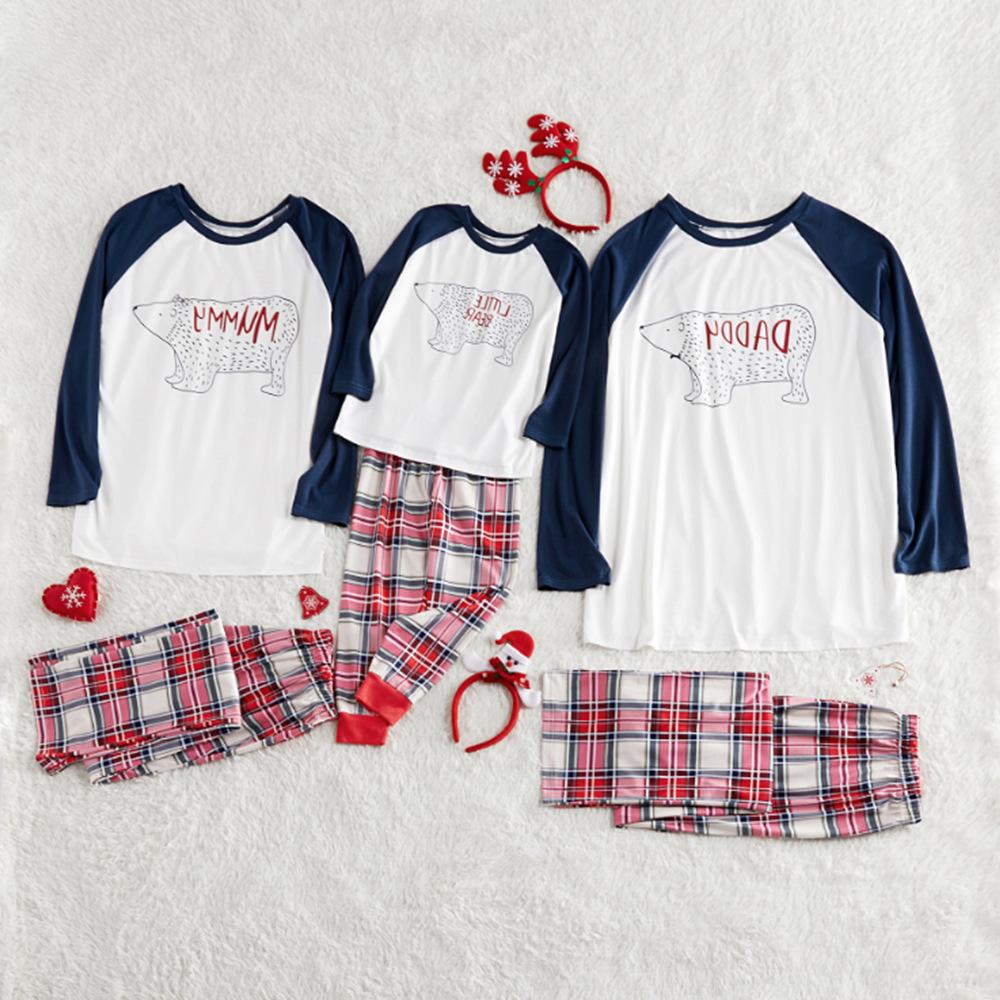 Family Matching 2-Piece Outfits Bear Checked Pajamas - dianjiang-