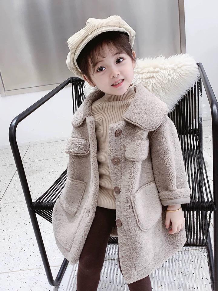 Winter Trendy Little Girl Solid Color Berber Fleece Jacket - dianjiang-