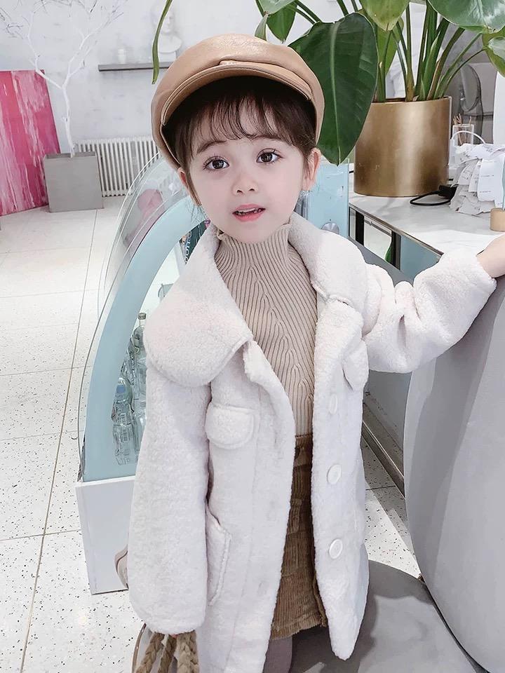 Winter Trendy Little Girl Solid Color Berber Fleece Jacket - dianjiang-