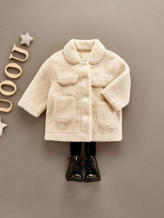 Winter Trendy Little Girl Solid Color Berber Fleece Jacket - dianjiang-