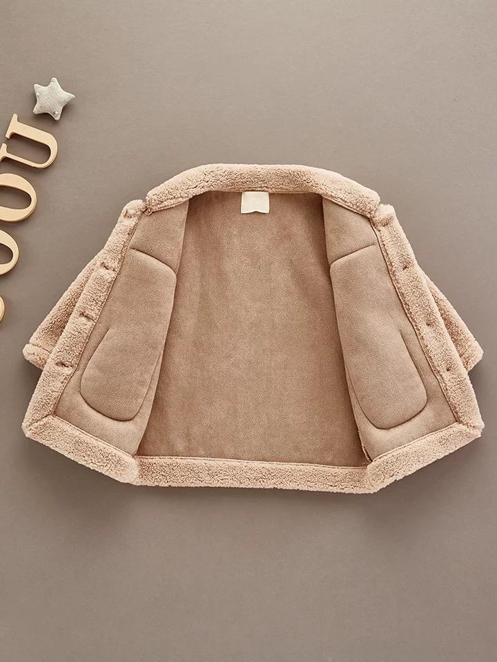 Winter Trendy Little Girl Solid Color Berber Fleece Jacket - dianjiang-