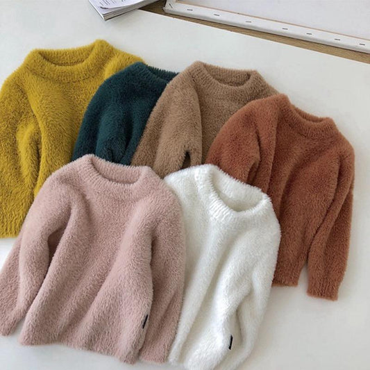 Winter Baby Toddler Girl Solid Color Soft Sweater - dianjiang-