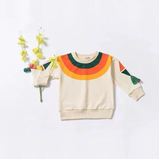 Rainbow Tassel Pattern Baby Little Girl Top Jumper - dianjiang-