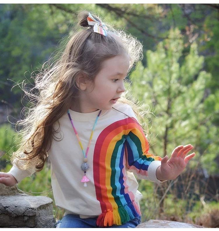 Baby Little Girls Rainbow Print Long Sleeve T-shirt - dianjiang-