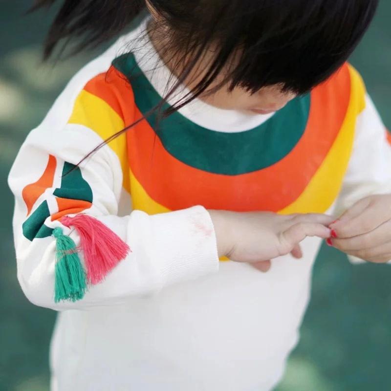 Rainbow Tassel Pattern Baby Little Girl Top Jumper - dianjiang-