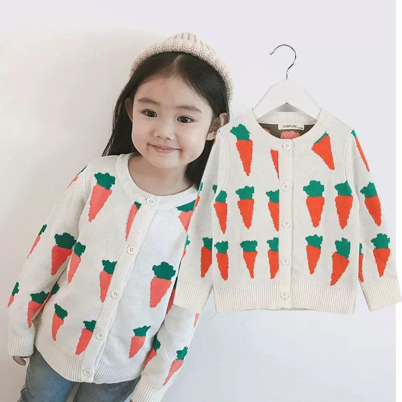 MOM AND ME Carrots Knitwear Cotton Cardigan Top for Boys Girls Adults - dianjiang-