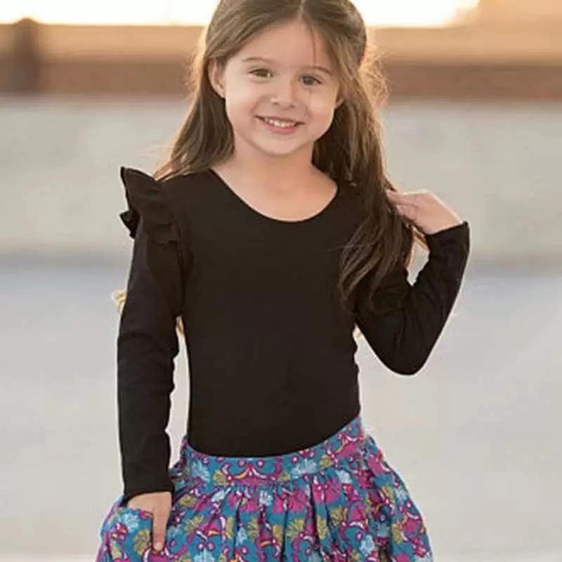 Baby Little Girls Flutter Long Sleeve Pullover - dianjiang-