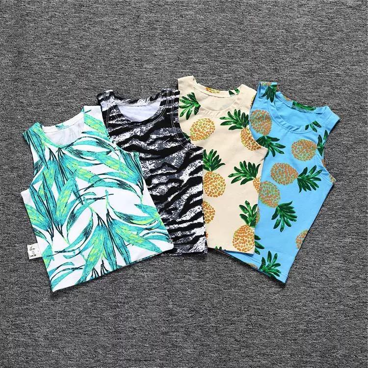 4 Kinds Unisex Baby Clothes Printed Cotton Blend Tank Top - dianjiang-