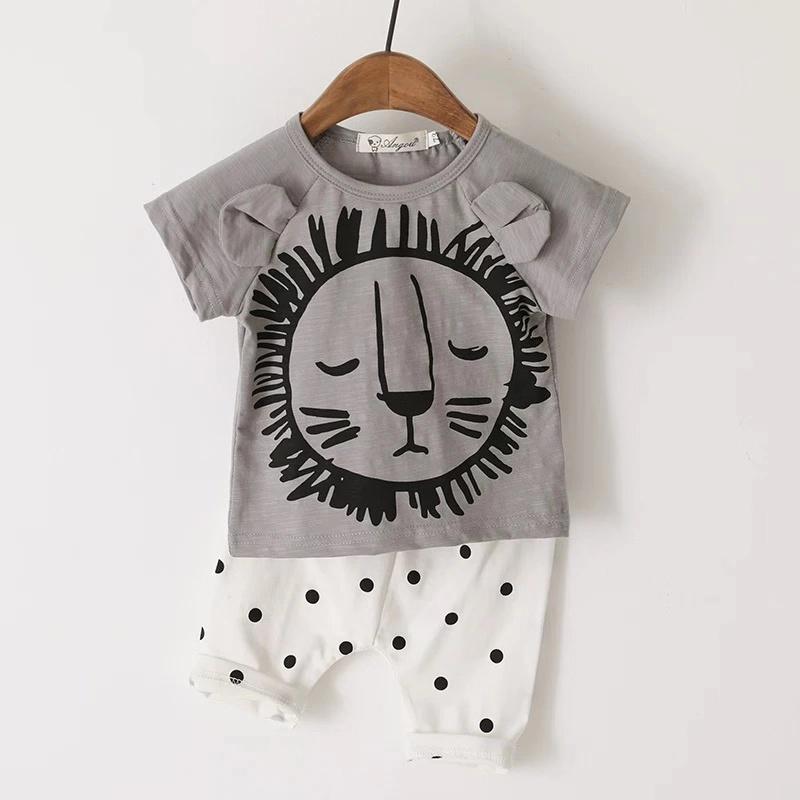 2-Piece Baby Boys Girls Summer Clothes Outfits Sets Lion Print T-shirt and Pants - dianjiang-