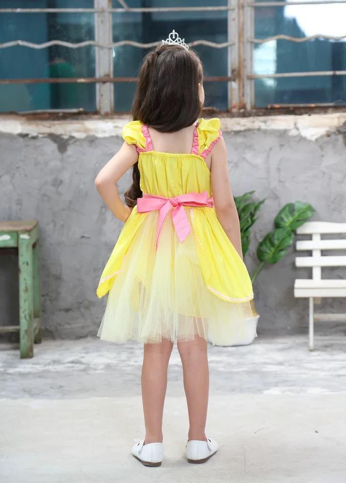 Sleeveless Bowknot Tulle Cotton Lining 5-Layer Baby Girls Princess Dress - dianjiang-