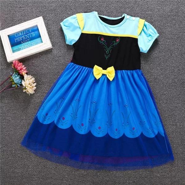 2 Kinds Floral Print Short Sleeves Bowknot Splicing Toddler Baby Girls Princess Party Dress - dianjiang-