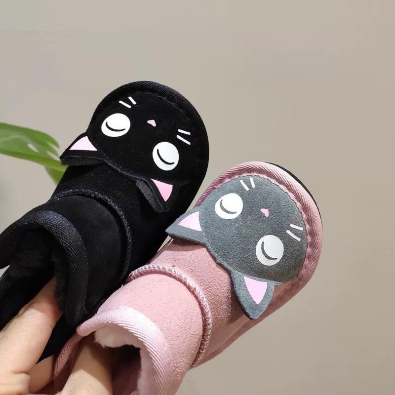 Toddler Kids Unisex Adorable Cat  Snow Boots Pink and Black - dianjiang-