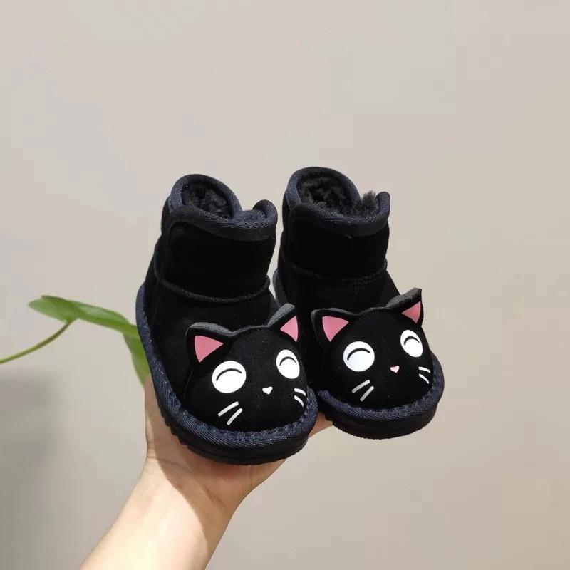 Toddler Kids Unisex Adorable Cat  Snow Boots Pink and Black - dianjiang-