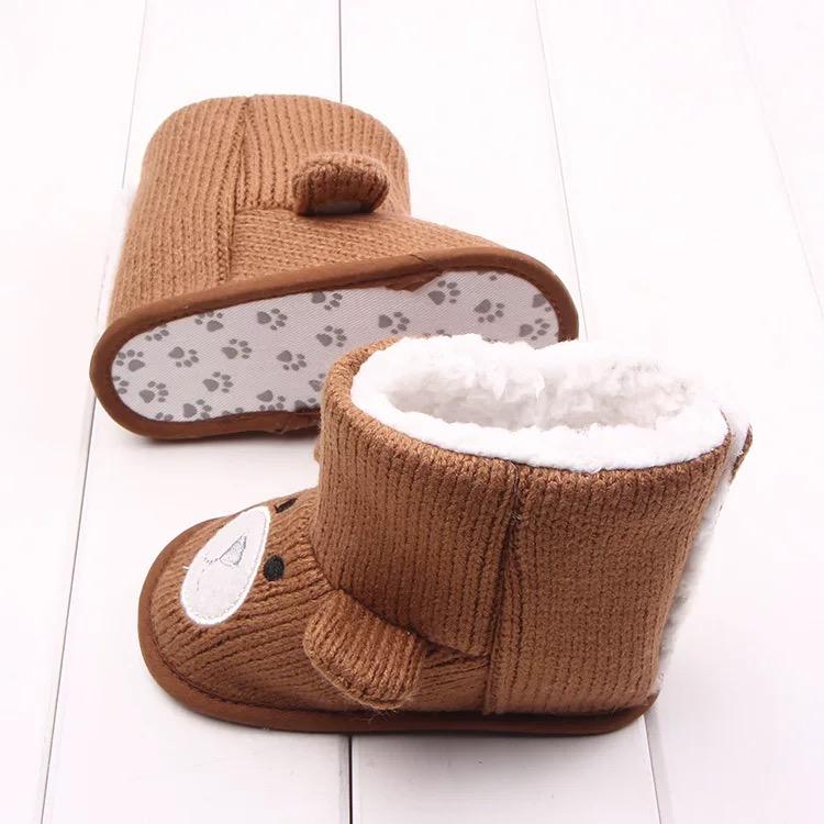 Brown Winter Cute Baby Bear Style Fleecee-lined Snow Boots - dianjiang-