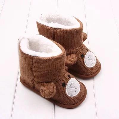 Brown Winter Cute Baby Bear Style Fleecee-lined Snow Boots - dianjiang-