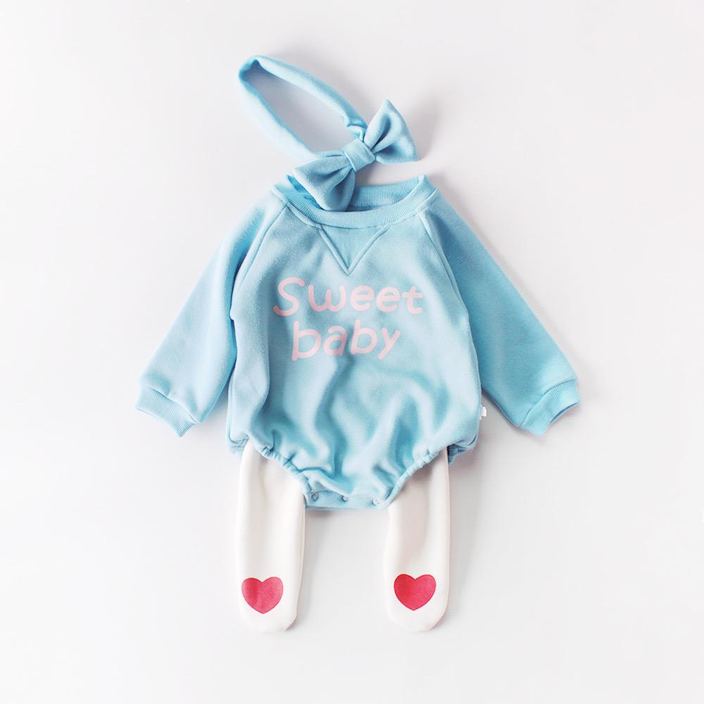 Winter 2-Piece Baby Fleece-lined Bodysuit and Headband Pink/Blue - dianjiang-