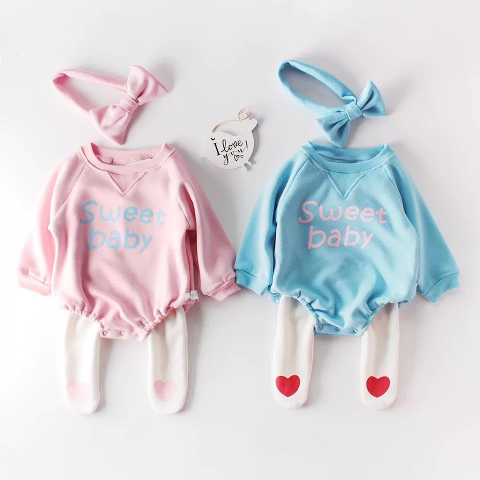 Winter 2-Piece Baby Fleece-lined Bodysuit and Headband Pink/Blue - dianjiang-