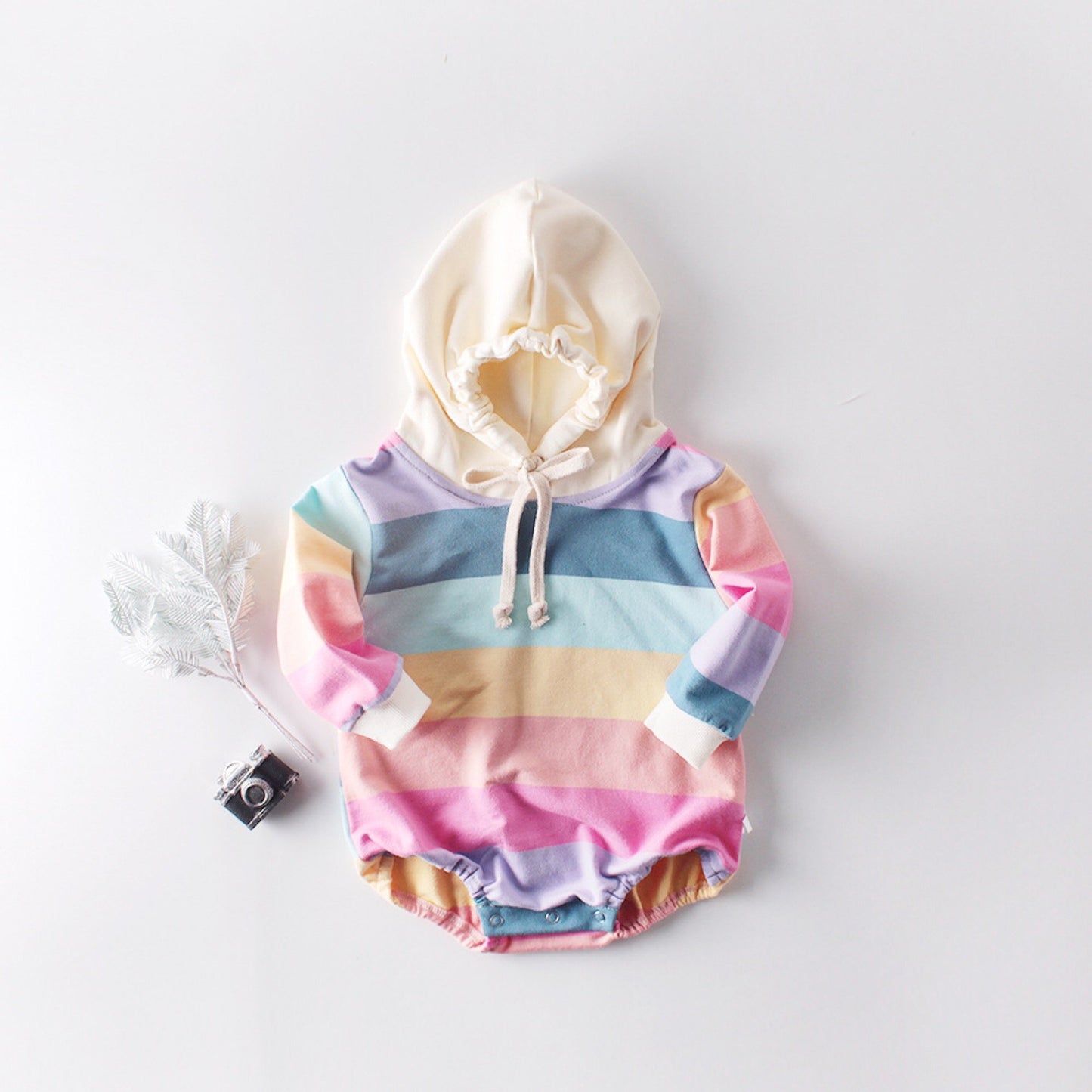 Adorable Autumn Baby Rainbow Hooded Onesies - dianjiang-