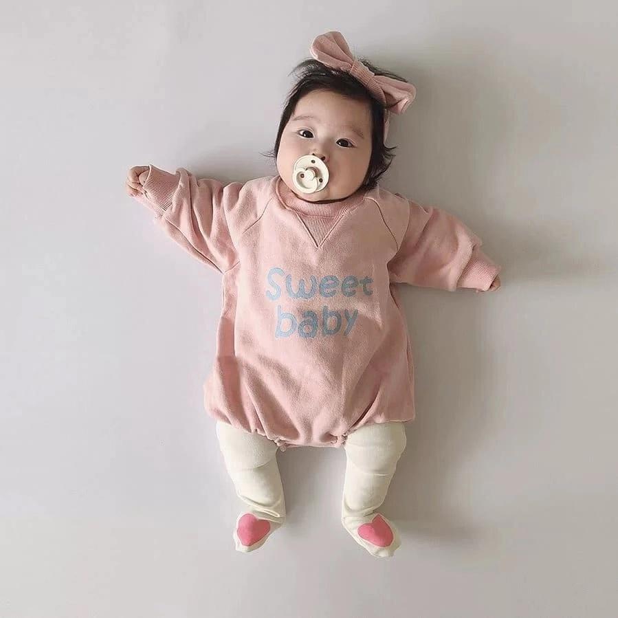 Winter 2-Piece Baby Fleece-lined Bodysuit and Headband Pink/Blue - dianjiang-