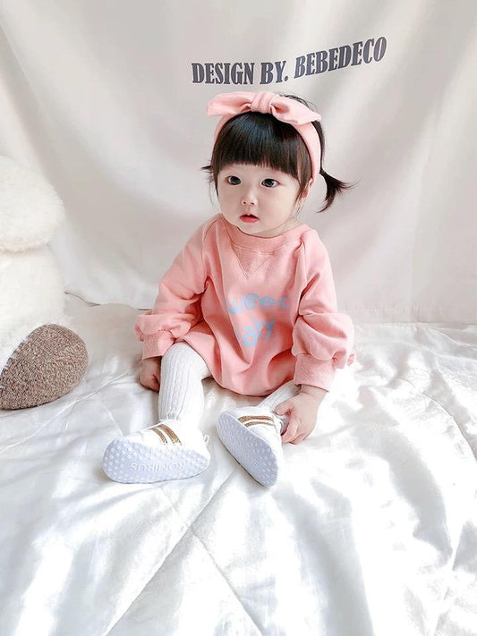 Winter 2-Piece Baby Fleece-lined Bodysuit and Headband Pink/Blue - dianjiang-