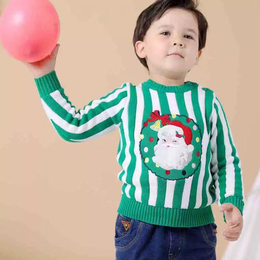 Toddler Kids Unisex Santa Crochet Sweater Red/Green - dianjiang-