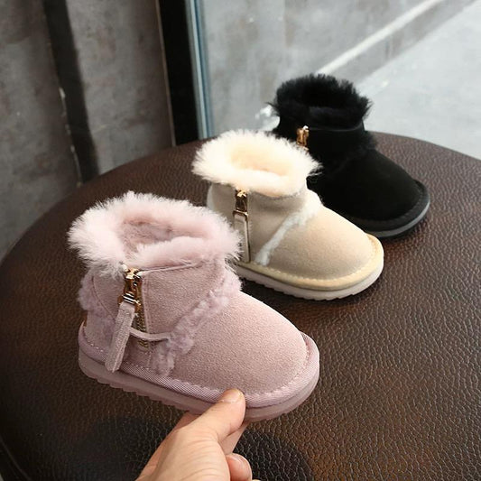 Fashion Side Zip Warm Fur Trim Snow Boots 3 Colors - dianjiang-