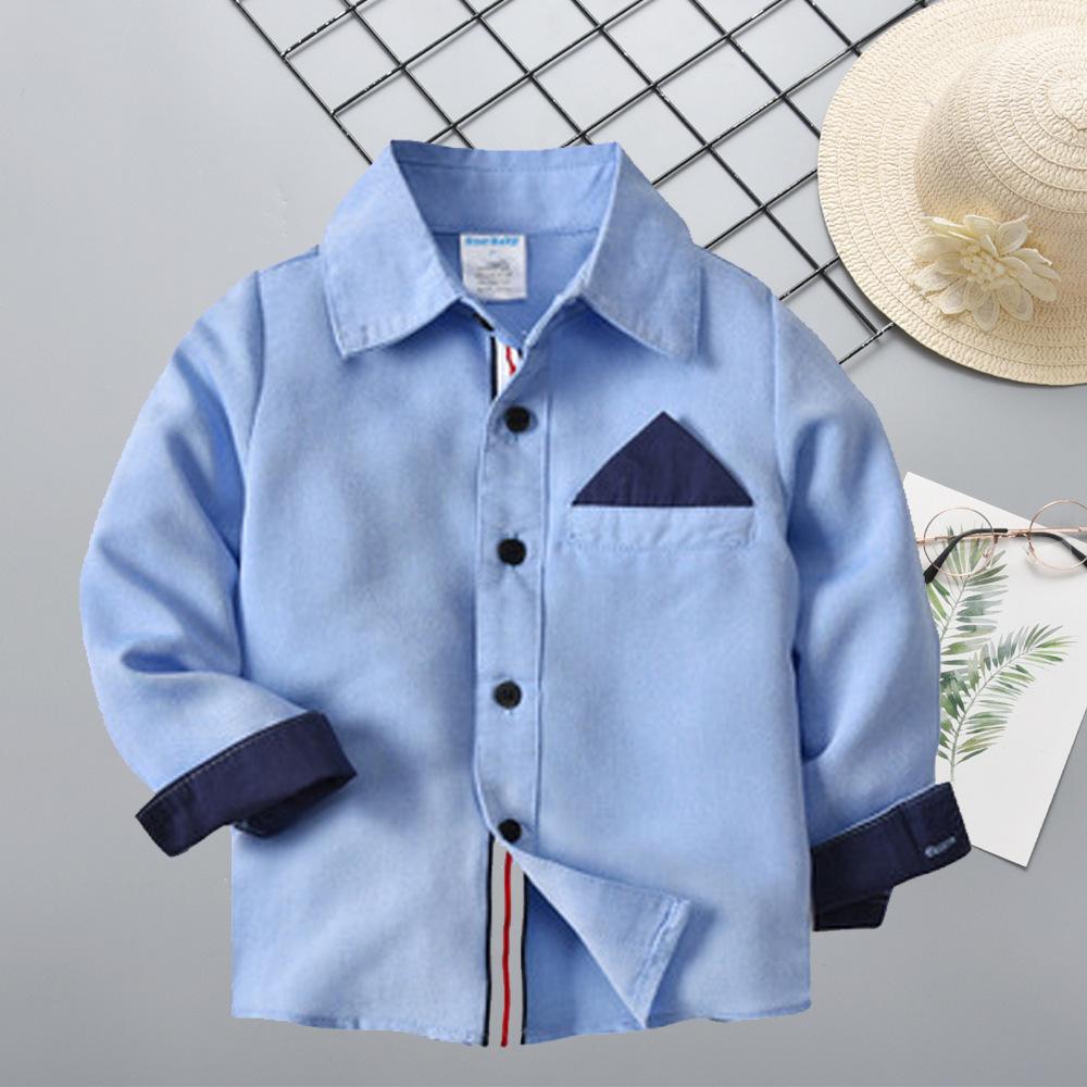 Blue Long Sleeve Fit Plaid Oxford Shirt for Toddler Big Boys - dianjiang-