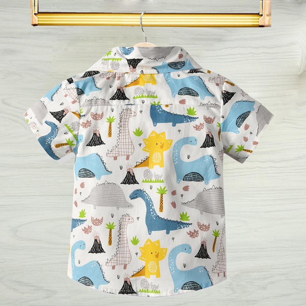 Summer Little Baby Boy Top Dinosaur Turn Down Collar Shirt - dianjiang-