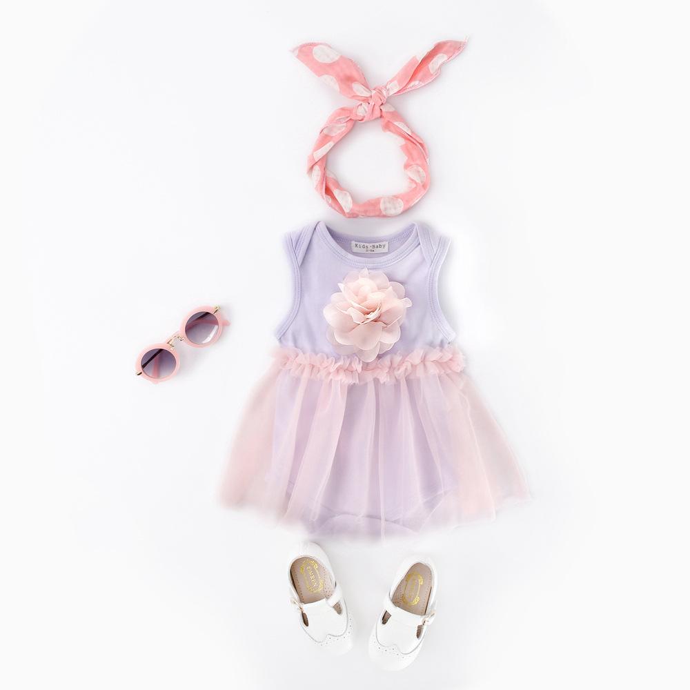 Purple Infant Baby Girls Cute Paneled Floral Tutu Party Dress Tulle Sleeveless - dianjiang-