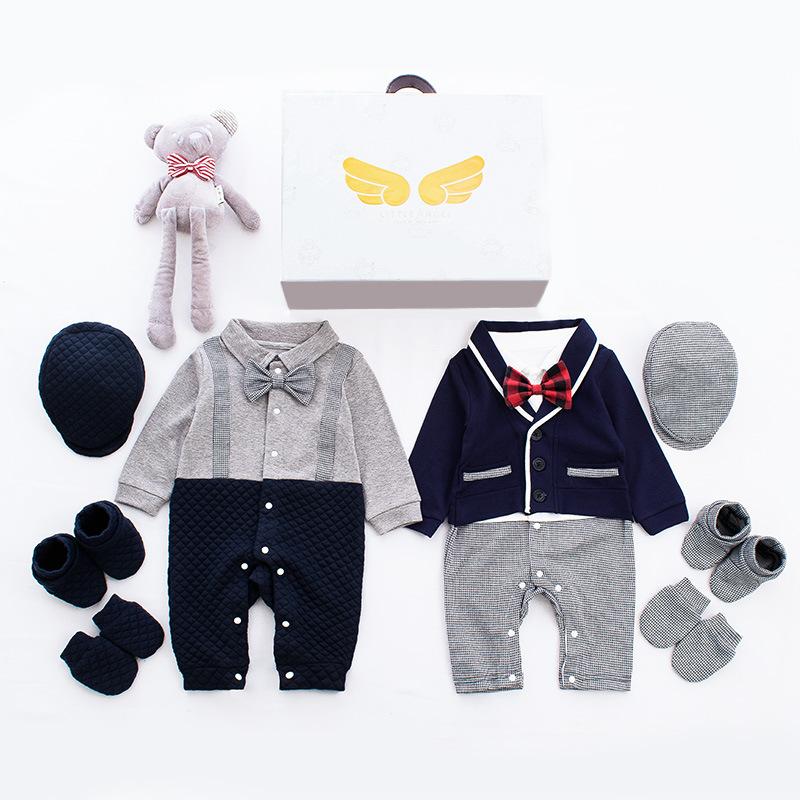 Fashion Infant Baby Boy 2-Sets Party Suits Gift Box Gray/Deepblue - dianjiang-