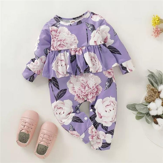 Baby Girl Big Flower Long Sleeves Autumn Jumpsuit - dianjiang-