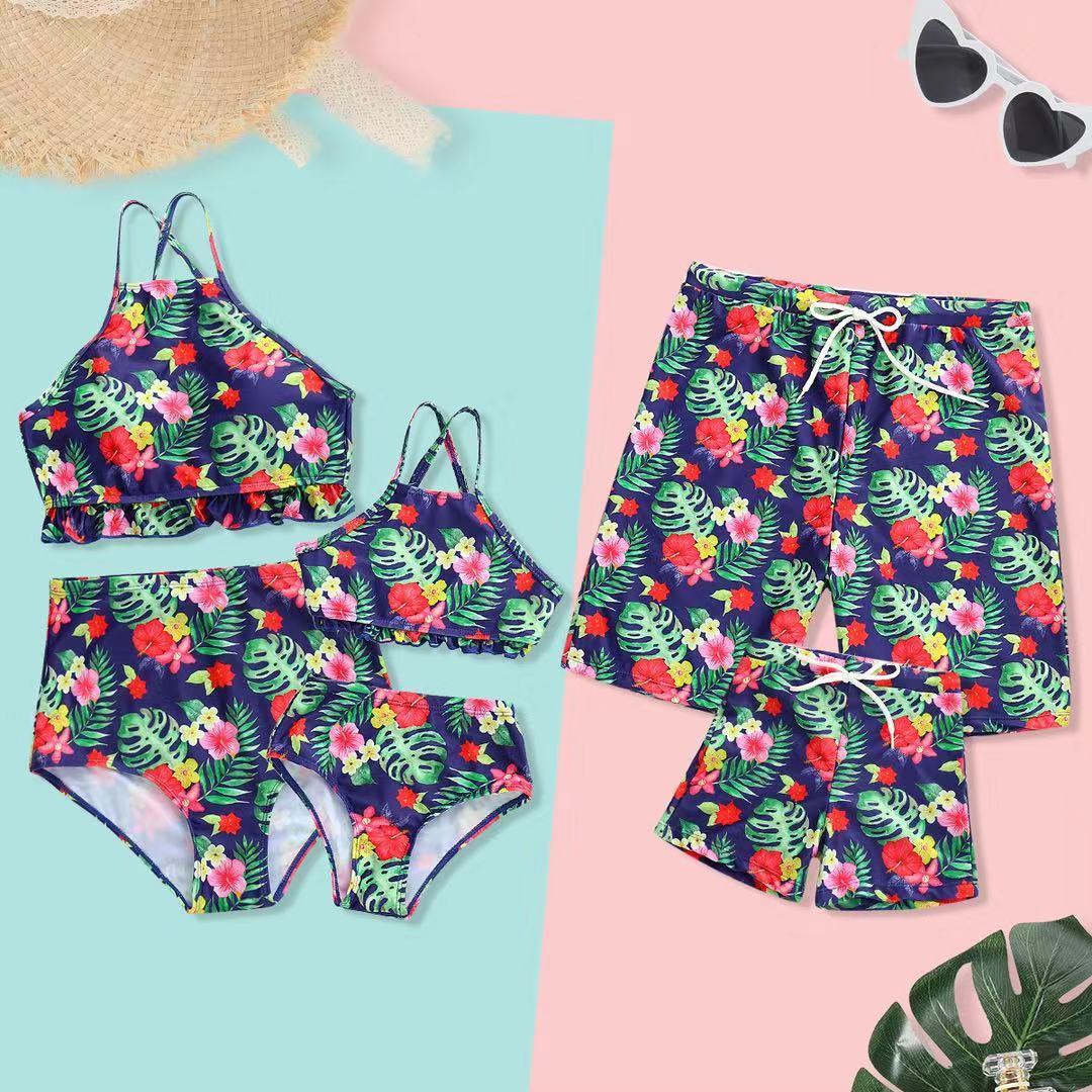 Mom and Daughter Flower Leaf Bikini Family Outfit Swimwear - dianjiang-